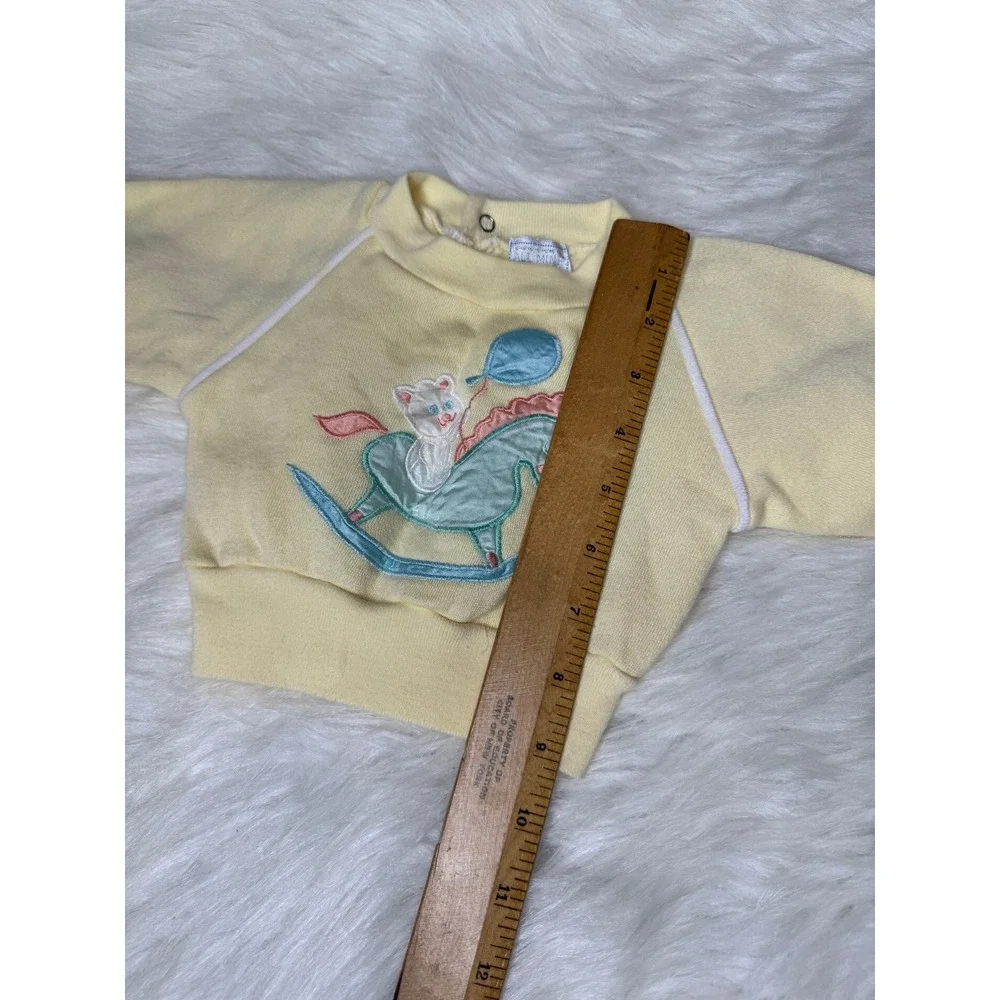 Vintage Baby 3-6M Yellow Footed Pants‎ Sweatshirt Set Baby Rocking Horse